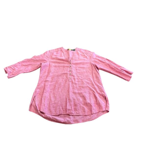 "EDDIE BAUER" Linen & Cotton Blend TOP Women's 3/4 Sleeve SZ M Beachwear Summer - Picture 3 of 9